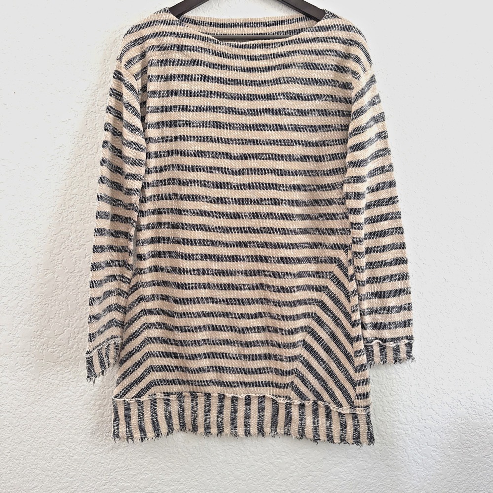 Soft Surroundings Mariana Nautical Stripe Pullover Tunic Sweater Size M